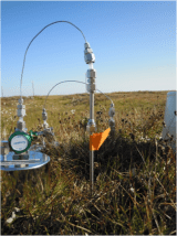 Equipment Ron and her team use to sample greenhouse gases flowing from the land to the atmosphere. They later determine how old the carbon is in these gas samples using carbon-14 dating. Photo: Margaret Torn.